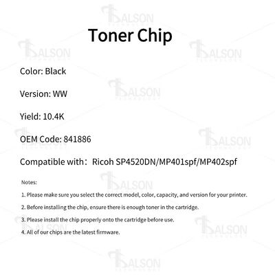 841886 Compatible Ricoh Toner Chip For SP4520DN  MP401spf MP402spf Toner