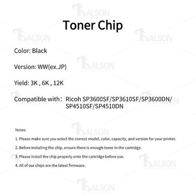 SP4500 Compatible Printer Toner Chip For SP3600SF SP3610SF SP4510SF 407340