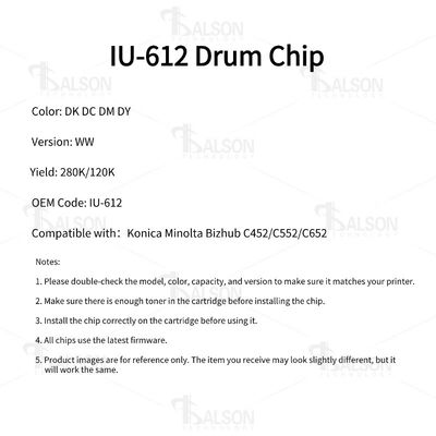 IU-612 Compatible Minolta Toner Chip Bizhub C452 C552 C652 Minolta Printer Accessories