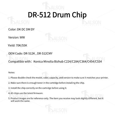 DR-512 Compatible Drum Chip For Bizhub C224 C284 C554 Drum Cartridge DR512