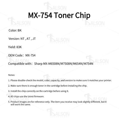 MX-754 Compatible Printer Chip MX-M6508n M7508n M654n M754n Printer Cartridge Chip