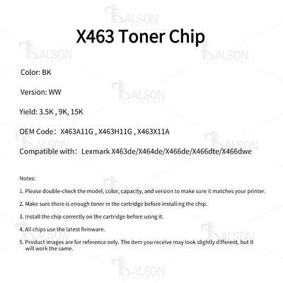Laser Printer Toner Cartridge Chip For Lexmark X463A11G X463H11G X463X11A