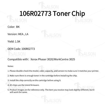 106R02773 Compatible Toner Cartridge Chip For Phaser 3020 WorkCentre 3025 Cartridge