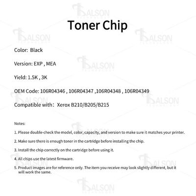 Compatible Xerox Toner Chip For B210/B205/B215 106R04346/47/48/49 Cartridge