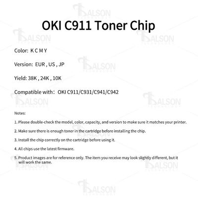 OKI C911 C931 C941 Toner Cartridge Chip OKI Printer Accessories 45536520/45536519