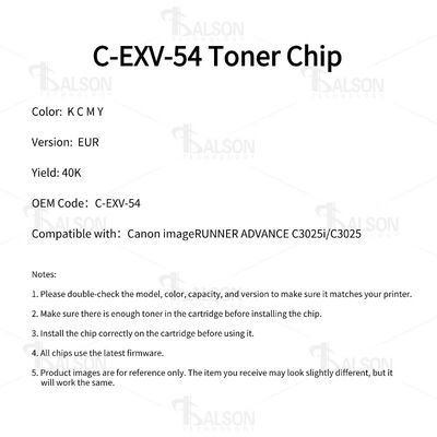 C-EXV-54 Toner Cartridge Chip For ImageRUNNER ADVANCE C3025i C3025 Cartridge EXV54