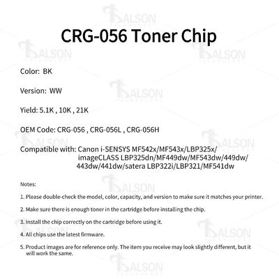 CRG-056 Printer Toner Chip For ImageCLASS LBP325dn MF449dw Cartridge CRG056H