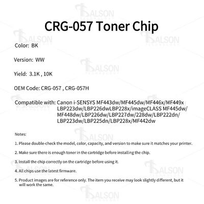 CRG-057 CRG-057H Canon Printer Chip For LBP224 MF443dw Cartridge CRG057