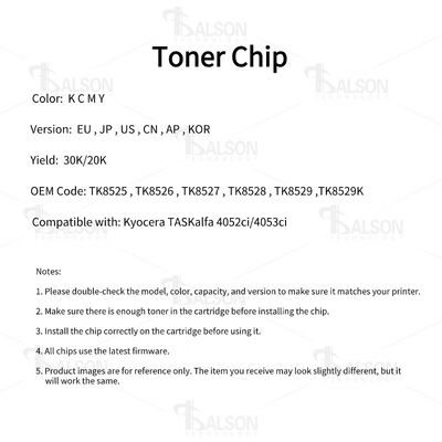 TK8525 TK8526 TK8527 TK8528 TK8529 Kyocera Toner Chip For TASKalfa 4052ci Cartrdige