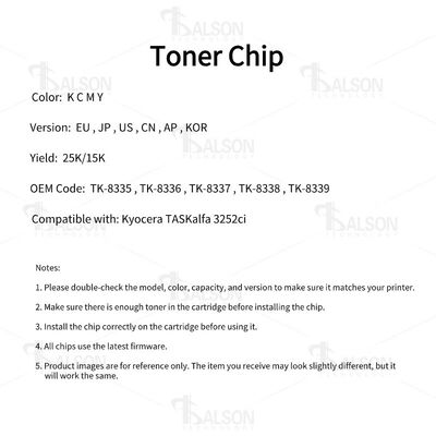TK8335 TK8336 TK8337 TK8339 Kyocera Toner Chip , TASKalfa 3252ci Toner Cartridge Chip