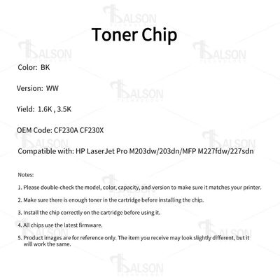 CF230A Compatible Printer Chip For Pro M203dw MFP M227fdw CF230X Toner Cartridge