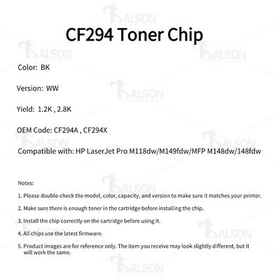 CF294A Compatible Toner Cartridge Chip For Pro M118dw M149fdw MFP M148dw Printer CF294X