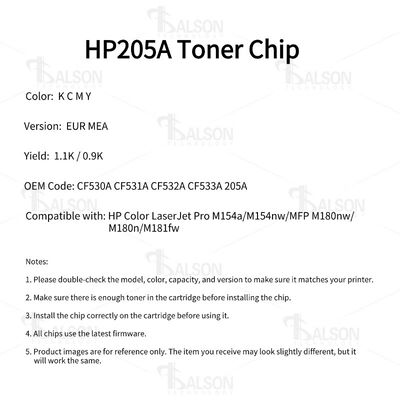 HP205A CF530A Toner Cartridge Chip , Pro M154nw/MFP M180n M181fw HP Printer Parts