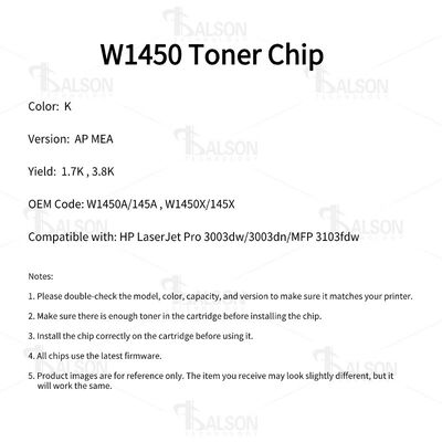 W1450A HP Cartridge Chip For LaserJet Pro 3003dw MFP 3103fdw Printer Cartridge 145A