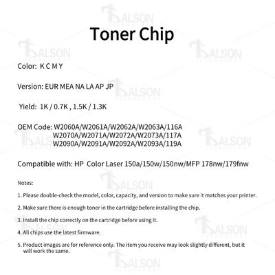 W2060A W2070A W2090A Compatible Printer Chip For HP116A HP117A HP119A Printer