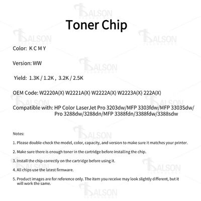 W2220A HP Cartridge Chip For Pro 3203dw Pro 3203dw Printer Chip W2221 W2222 W2223