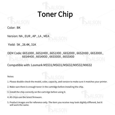 MS531 Compatible Lexmark MS631 MS632 MX532 MX632 Toner Cartridge Chip