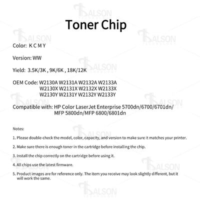 W2130 W2131 W2132 W2133 Toner Chip For Enterprise 5700dn 6701dn MFP 5800dn Printer