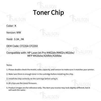 CF226A LaserJet Toner Cartridge Chip CF226X For Pro M402dn MFP M426dw Printer