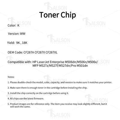 CF287A CF287X Cartridge Chip For Enterprise M506dn MFP M527z Pro M501dn Printer