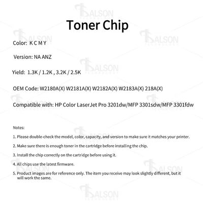 W2180A Toner Cartridge Chip For Pro 3201dw MFP 3301sdw Printer HP218A Cartridge