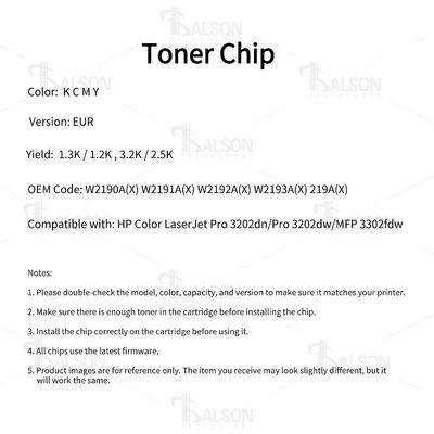 W2190A Toner Chip For LaserJet Pro 3202dn MFP 3302fdw Printer Cartridge HP219A