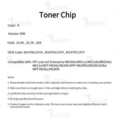 W1470A Toner Cartridge Chip 147A  For M610dn M611x M612dn MFP M634z M635fht M636z