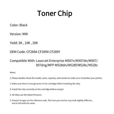 CF289A Toner Chip For LaserJet Enterprise M507n MFP M528dn Laser Printer