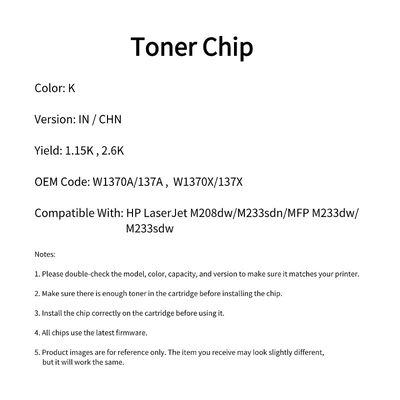 W1370A Printer Cartridge Chip For MFP M233dw M208dw W1370X Cartridge HP137A/X