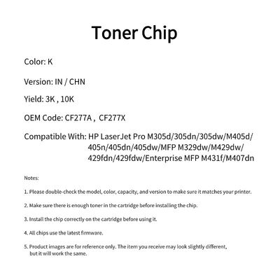CF277A Toner Cartridge Chip For Pro M305d M405d M429dw CF277X Cartridge HP77A/X