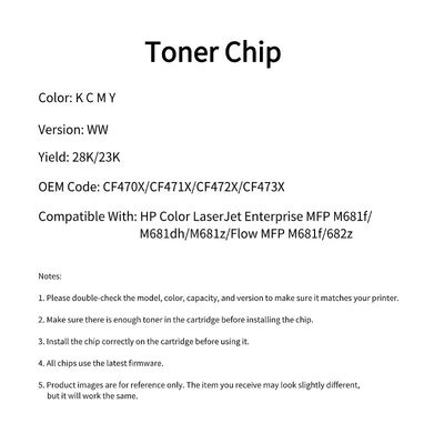 Compatible CF470X CF471X CF472X CF473X Chip For LaserJet Enterprise MFP M681f M682 Cartridge