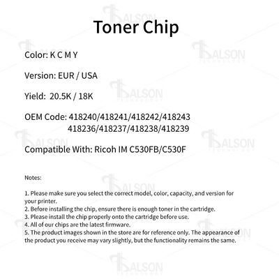 Compatible Cartridge Toner Chip For Ricoh IM C530FB C530F Printer Cartridge