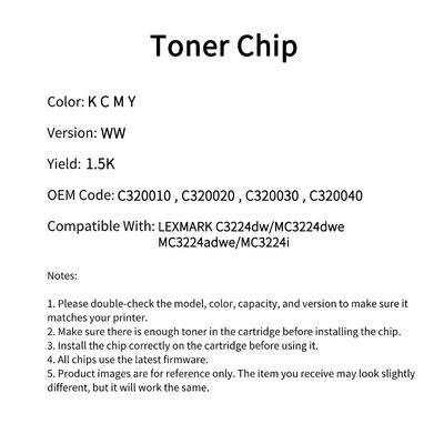 Compatible Toner Chip For Lexmark C3224dw MC3224dwe 1.5K WW Version