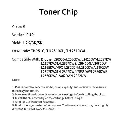 TN2510 Toner Cartridge Chip For Brother L2600D L2620DW L2640DN  L2800DN Printer Cartridge