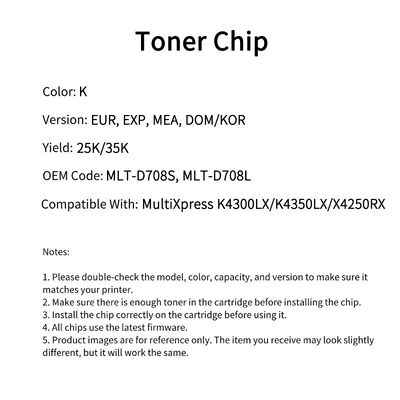 MLT-D708 Toner Chip For Samsung  MultiXpress K4300LX K4350LX X4250RX Printer Cartridge