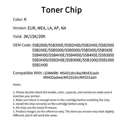 Lexmark 55B2000/55B200E chip MS431dn/dw/MX431adn/MX432adwe/MS331dn/MX331adn