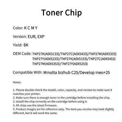 Compatible TNP27 Toner Chip For Minolta bizhub C25 Develop ineo 25