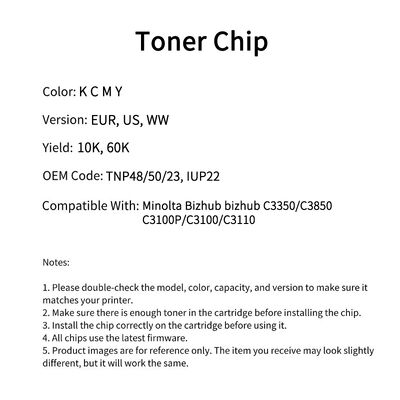 Compatible TNP48 50 23 Toner Chip For konica Minolta Bizhub bizhub C3350