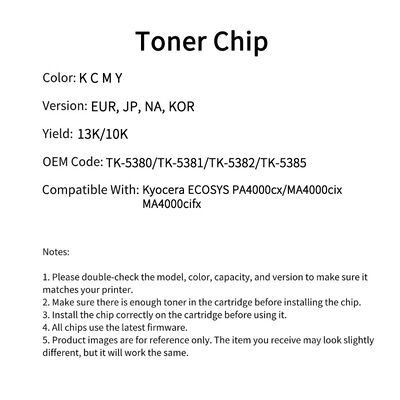 TK-5380 Compatible Toner Chip For ECOSYS PA4000cx MA4000cix Cartridge TK-5381 TK-5382 TK5385
