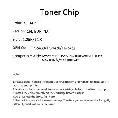 TK-5430 Compatible Toner Chip For For ECOSYS MA2100cx Cartridge TK-5432 TK5430