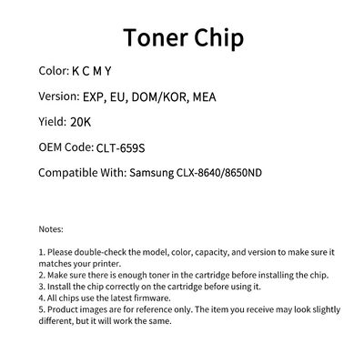 CLT-659S Compatible Toner Chip For Samsung CLX-8640 CLX-8650ND K659S C659S M659S Y659S