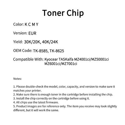TK-8585 TK8625 Compatible Toner Chip For TASKalfa MZ4001ci MZ50001ci MZ6001ci MZ7001ci TK8585 Toner Cartridge