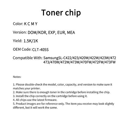 CLT-405S Compatible Toner Chip For Samsung SL-C422 CLT-K405S C405S M405S Y405S Cartridge