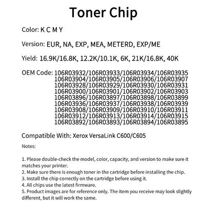 Compatible Toner Chip For Xerox VersaLink C600 C605 Printer Cartridge