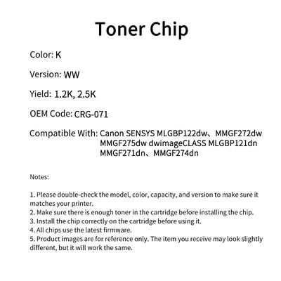 Canon CRG-071 toner cartridge chip SENSYS MLGBP122dw、MMGF272dw、MMGF275dw