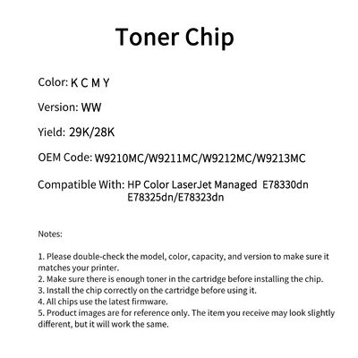 HP W9210MC chip Color LaserJet Managed  E78330dn/E78325dn/E78323dn