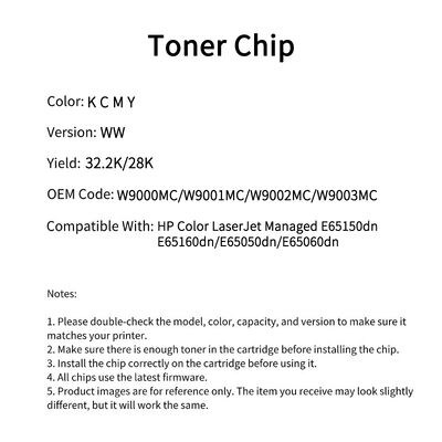 HP W9000MC chip E65150dn/E65160dn/E65050dn