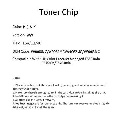 HP W9060MC chip E55040dn/E57540c/E57540dn