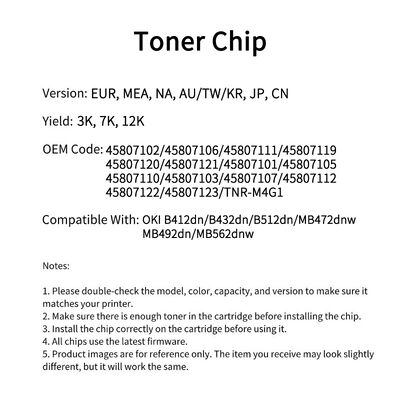 OKI 45807102 Chip B412dn/B432dn/B512dn