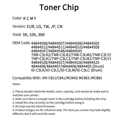Compatible Toner Chip For OKI C811 C831 C841
